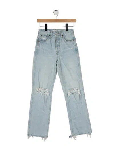 Pre-owned Re/done Mid-rise Straight Leg Jeans In Blue