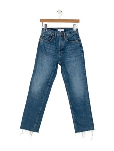 Pre-owned Re/done Mid-rise Straight Leg Jeans In Blue