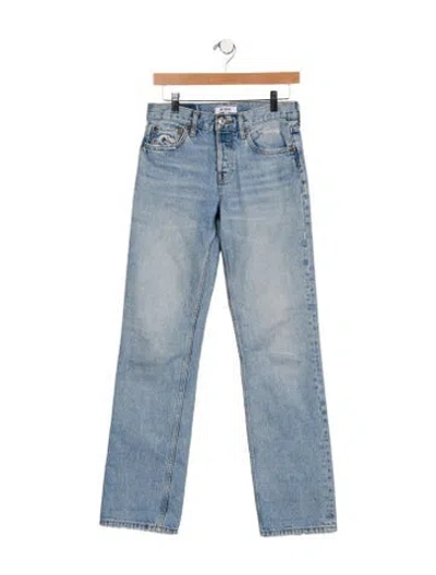 Pre-owned Re/done Mid-rise Straight Leg Jeans In Blue