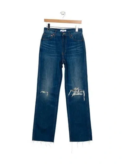 Pre-owned Re/done Mid-rise Straight Leg Jeans In Blue