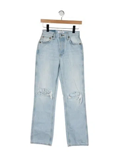 Pre-owned Re/done Mid-rise Straight Leg Jeans In Blue