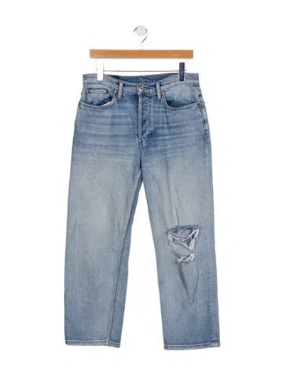 Pre-owned Re/done Mid-rise Straight Leg Jeans In Blue