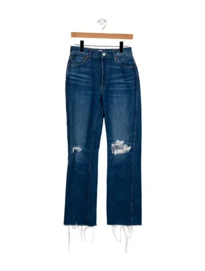Pre-owned Re/done Mid-rise Straight Leg Jeans In Blue