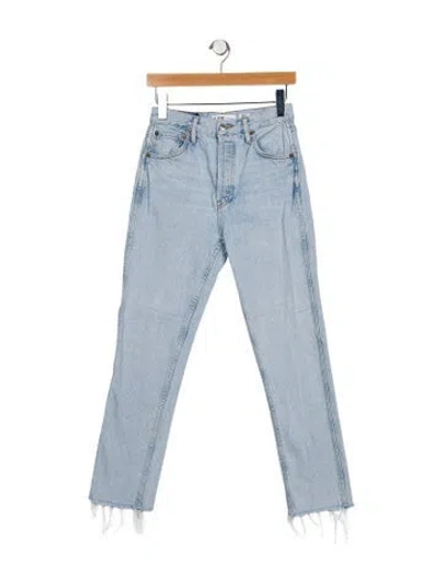 Pre-owned Re/done Mid-rise Straight Leg Jeans In Blue