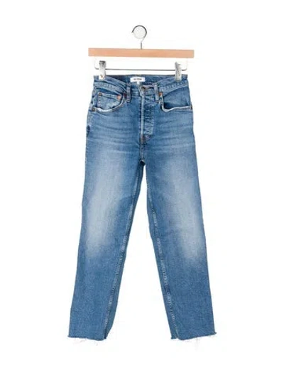 Pre-owned Re/done Mid-rise Straight Leg Jeans In Blue