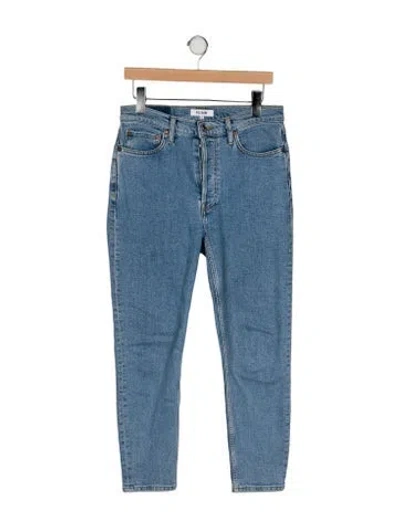 Pre-owned Re/done Mid-rise Straight Leg Jeans In Blue