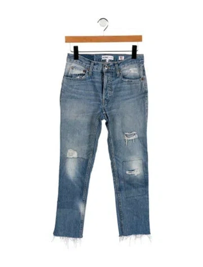 Pre-owned Re/done Mid-rise Straight Leg Jeans In Blue