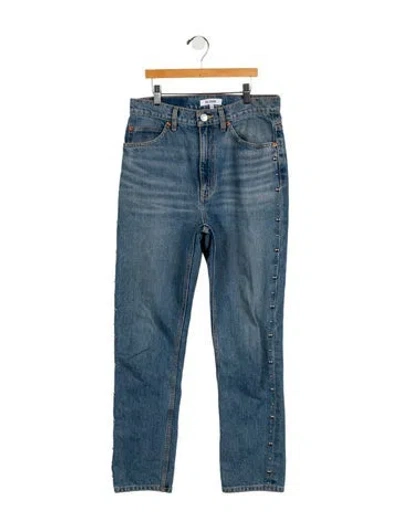 Pre-owned Re/done Mid-rise Straight Leg Jeans In Blue