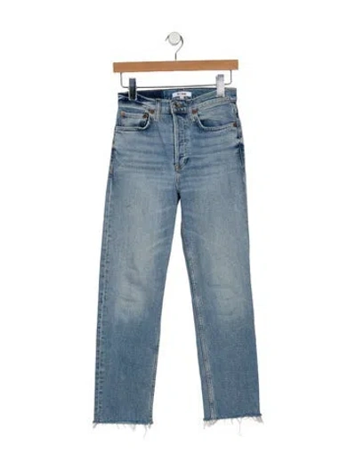 Pre-owned Re/done Mid-rise Straight Leg Jeans In Blue