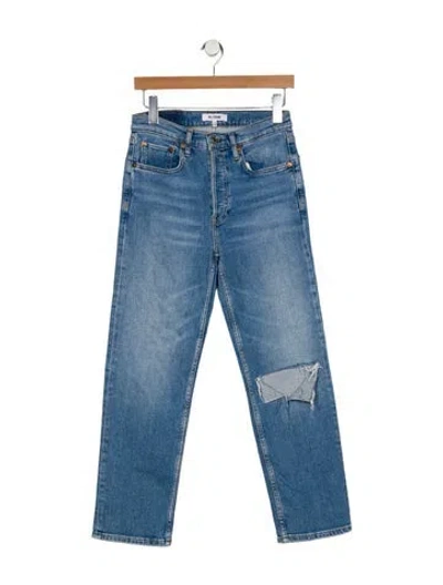 Pre-owned Re/done Mid-rise Straight Leg Jeans In Blue