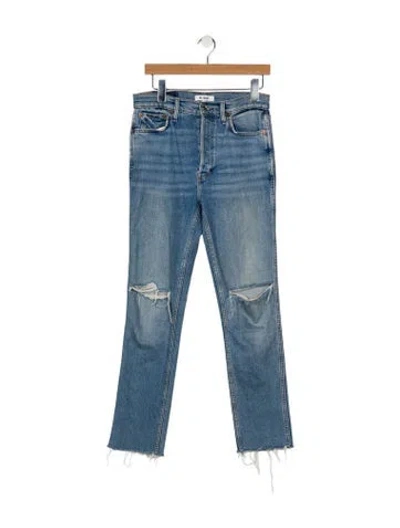Pre-owned Re/done Mid-rise Straight Leg Jeans In Blue