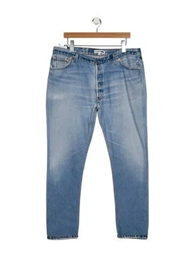 Pre-owned Re/done Mid-rise Straight Leg Jeans In Blue
