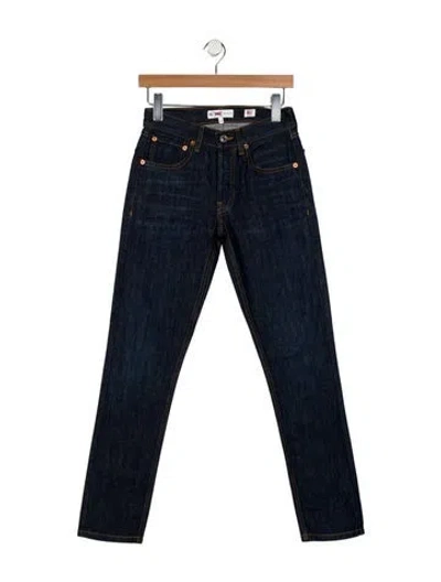 Pre-owned Re/done Mid-rise Straight Leg Jeans In Blue