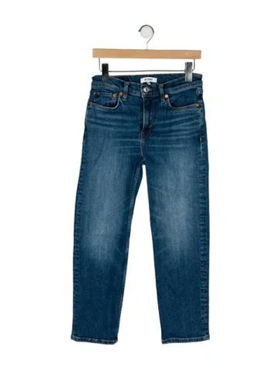 Pre-owned Re/done Mid-rise Straight Leg Jeans In Blue