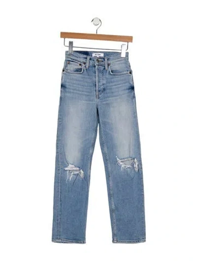 Pre-owned Re/done Mid-rise Straight Leg Jeans In Blue