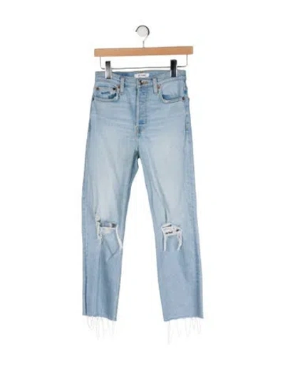 Pre-owned Re/done Mid-rise Straight Leg Jeans In Blue