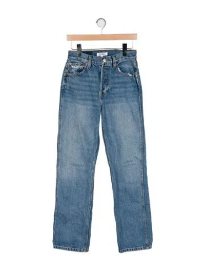 Pre-owned Re/done Mid-rise Straight Leg Jeans In Blue