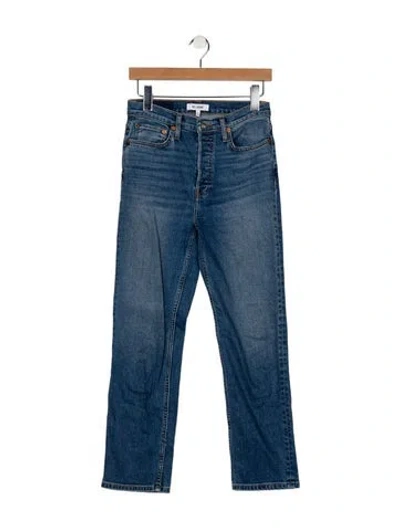 Pre-owned Re/done Mid-rise Straight Leg Jeans In Blue