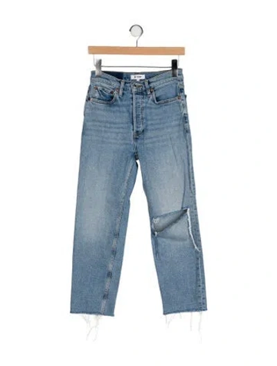 Pre-owned Re/done Mid-rise Straight Leg Jeans In Blue
