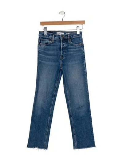 Pre-owned Re/done Mid-rise Straight Leg Jeans In Blue