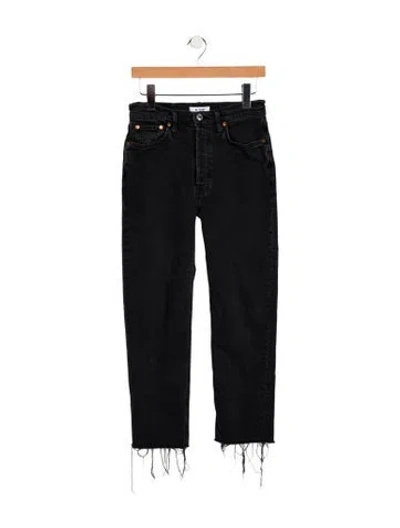 Pre-owned Re/done Mid-rise Straight Leg Jeans In Blue