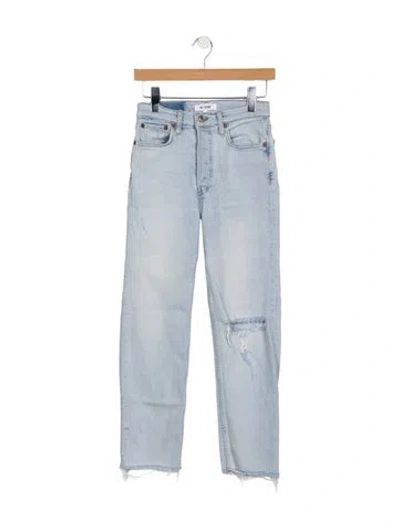 Pre-owned Re/done Mid-rise Straight Leg Jeans In Blue