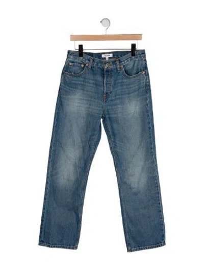 Pre-owned Re/done Mid-rise Straight Leg Jeans In Blue