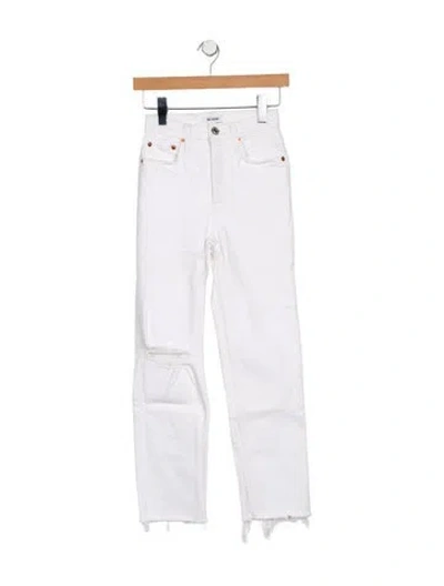 Pre-owned Re/done Mid-rise Straight Leg Jeans In Blue