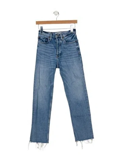 Pre-owned Re/done Mid-rise Straight Leg Jeans In Blue