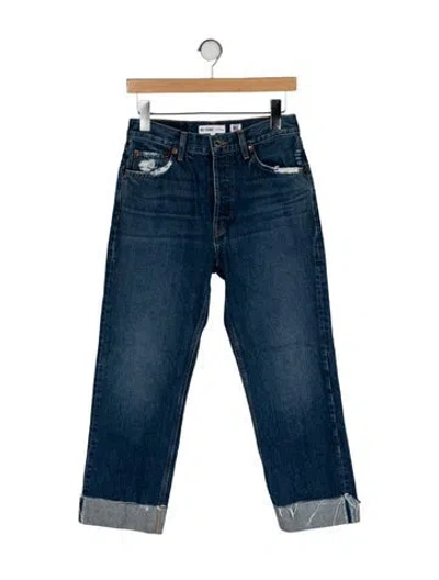 Pre-owned Re/done Mid-rise Straight Leg Jeans In Blue