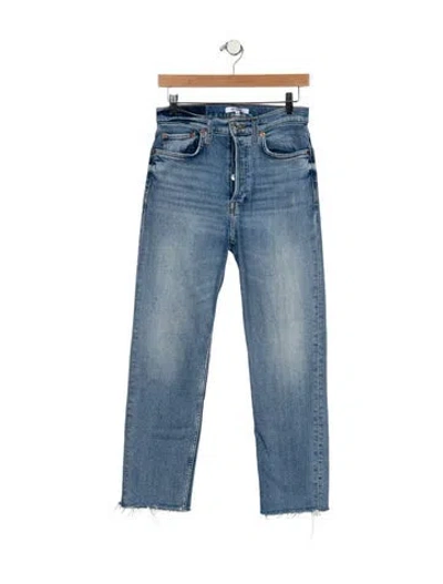 Pre-owned Re/done Mid-rise Straight Leg Jeans In Blue
