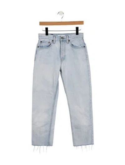Pre-owned Re/done Mid-rise Straight Leg Jeans In Blue