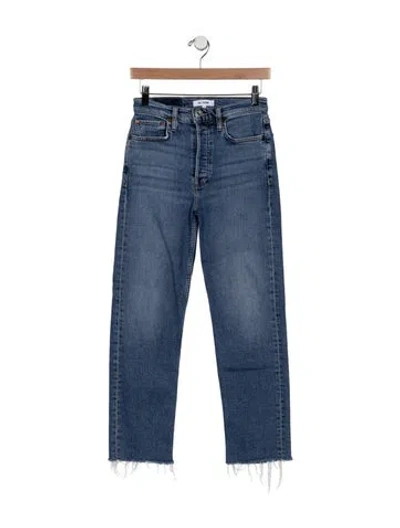 Pre-owned Re/done Mid-rise Straight Leg Jeans In Blue