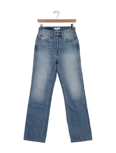 Pre-owned Re/done Mid-rise Straight Leg Jeans In Blue