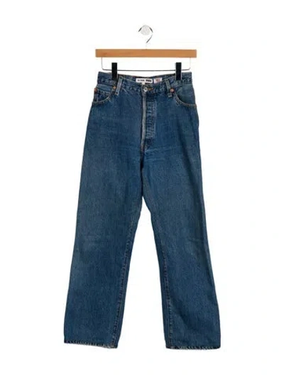 Pre-owned Re/done Mid-rise Straight Leg Jeans In Blue