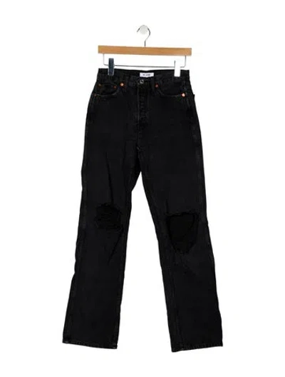 Pre-owned Re/done Mid-rise Straight Leg Jeans In Blue