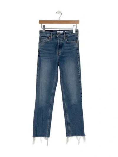 Pre-owned Re/done Mid-rise Straight Leg Jeans In Blue