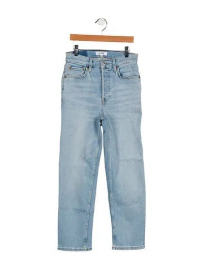 Pre-owned Re/done Mid-rise Straight Leg Jeans In Blue