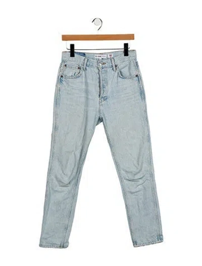 Pre-owned Re/done Mid-rise Straight Leg Jeans In Blue