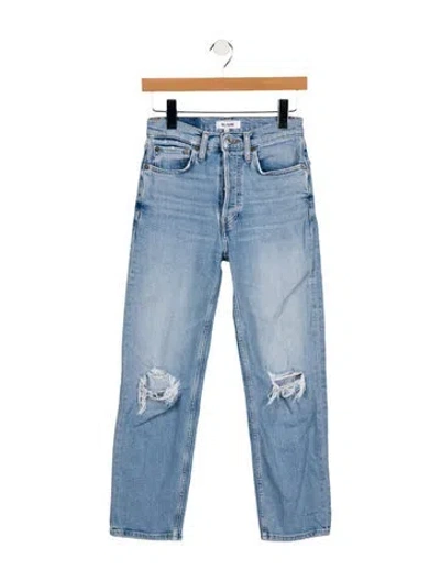 Pre-owned Re/done Mid-rise Straight Leg Jeans In Blue