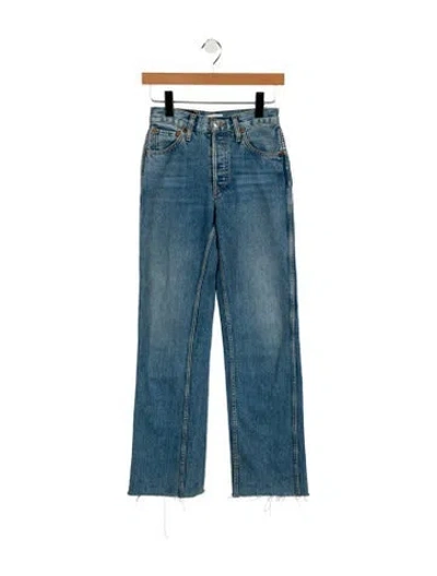 Pre-owned Re/done Mid-rise Straight Leg Jeans In Blue