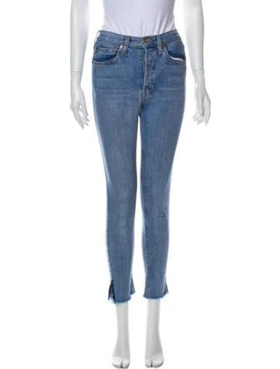 Pre-owned Re/done Mid-rise Straight Leg Jeans In Blue