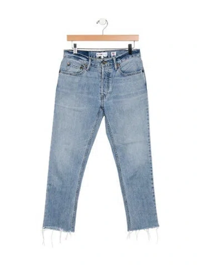 Pre-owned Re/done Mid-rise Straight Leg Jeans In Blue