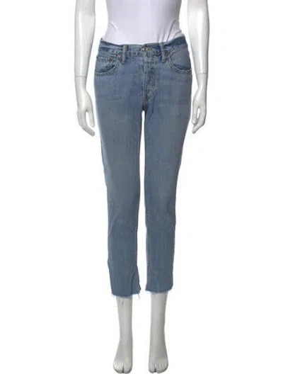 Pre-owned Re/done Mid-rise Straight Leg Jeans In Blue