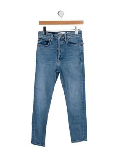 Pre-owned Re/done Mid-rise Straight Leg Jeans In Blue