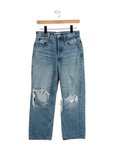 Pre-owned Re/done Mid-rise Straight Leg Jeans In Blue