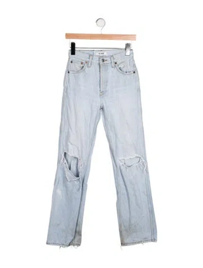 Pre-owned Re/done Mid-rise Straight Leg Jeans In Blue