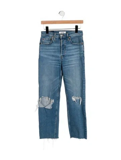 Pre-owned Re/done Mid-rise Straight Leg Jeans In Blue
