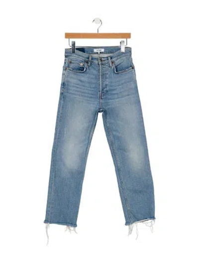 Pre-owned Re/done Mid-rise Straight Leg Jeans In Blue