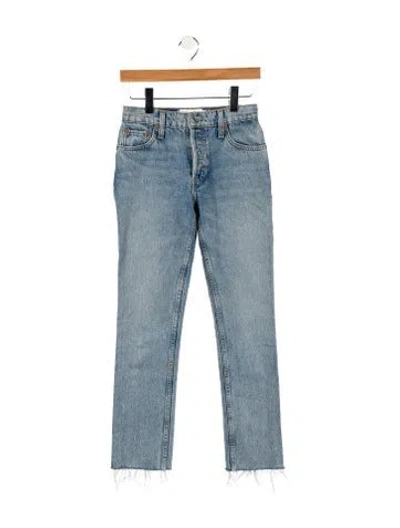 Pre-owned Re/done Mid-rise Straight Leg Jeans In Blue